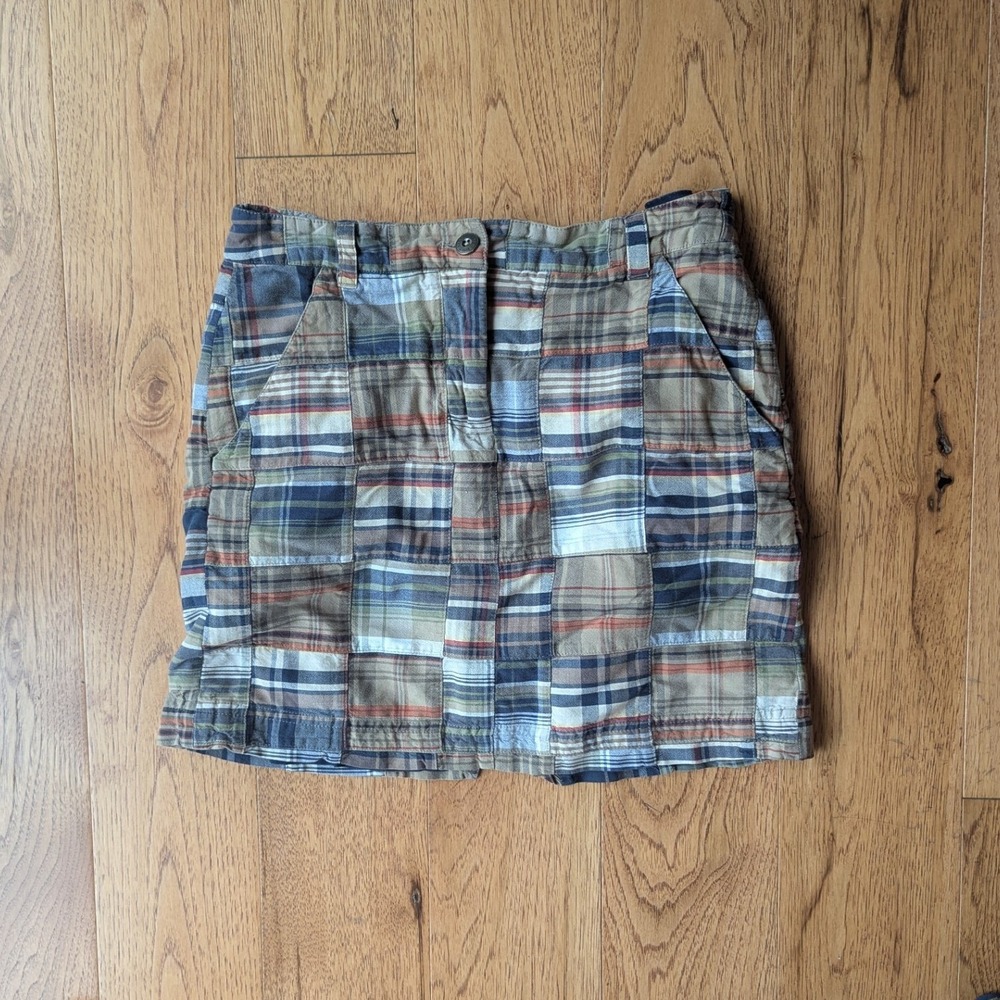 Brooks Brothers Madras Plaid Mini Skirt Multi Color Patchwork Preppy‎ Academia